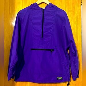 LL Bean Vintage Anorak Jacket Medium Purple Hooded raincoat